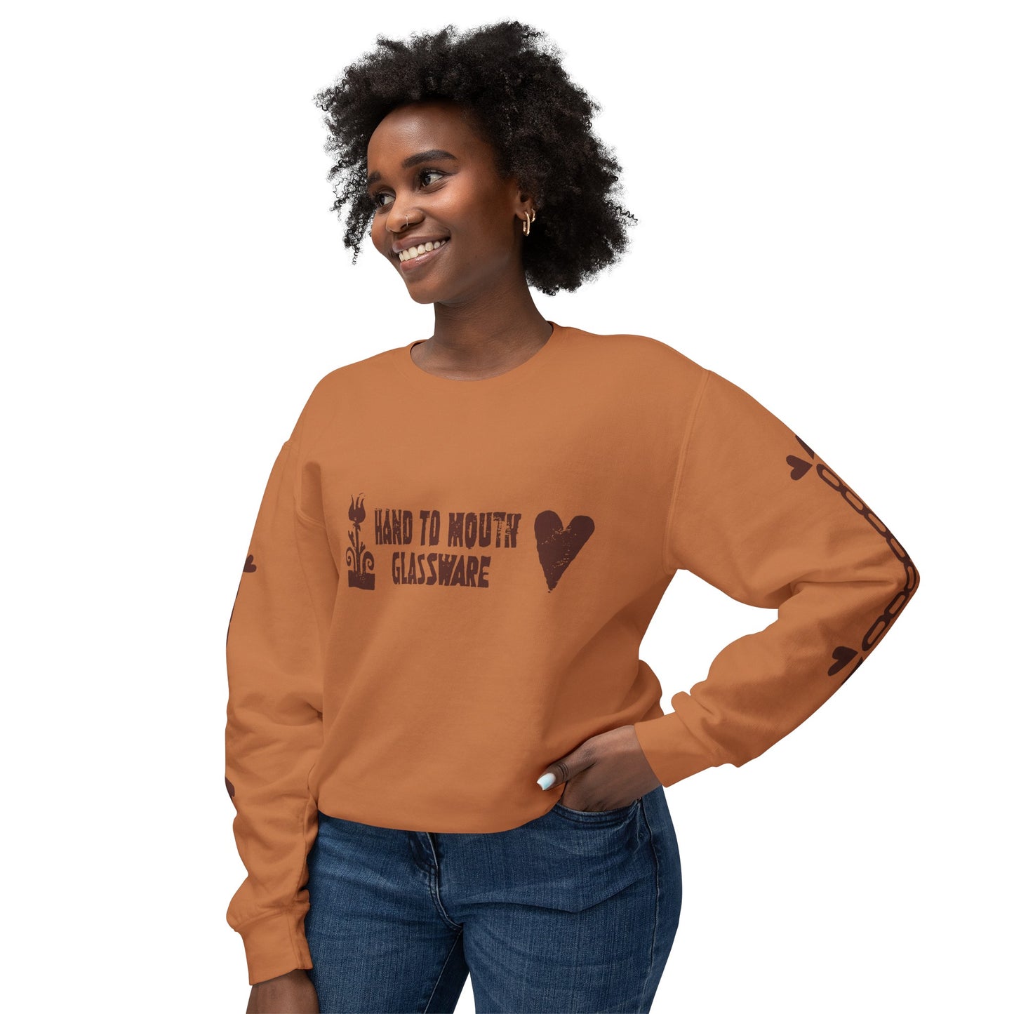 Hand To Mouth Glassware Unisex Lightweight Crewneck Sweatshirt